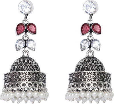 AVNI CREATION Forest Grren & Mauve Pink Jhumka Brass Earring Set