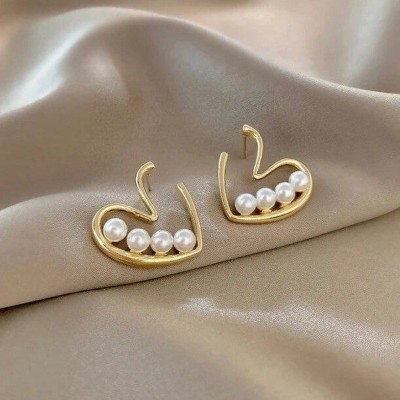 MAHADEV CREATION Gold Pearl Stud Earring Crystal Alloy Stud Earring