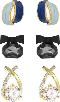 estailo fashion Cross Bling,11th Hour Bling Blogger Bow Earrings Set Of Womens Zircon Alloy Earring Set