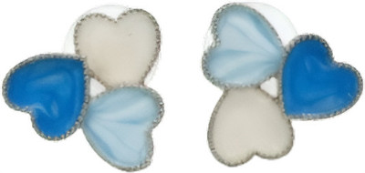 Clyora Blue & White Heart Stud Earrings Alloy Hoop Earring