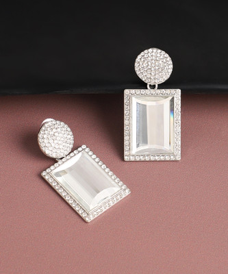 SOHI Silver Plated Designer Stone Party Drop Earring For Women Alloy Drops & Danglers