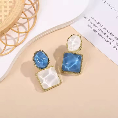 ADORNITY Geomatric Crystal Drop Earrings For Women Girls Korean Jewellery Crystal Alloy Drops & Danglers