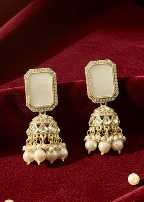 ZYARAA 0001 Pearl Stone Drops & Danglers, Chandbali Earring