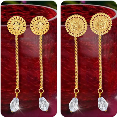 VIGHNAHARTA Removable Studs 2 pair Stud 1 chain drop earring for women and Girls Crystal Alloy Drops & Danglers, Stud Earring