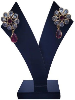 vishka Ad Earrings | Gold Plated Earrings | Multi Stone Earrings | Stud Earrings Brass Drops & Danglers