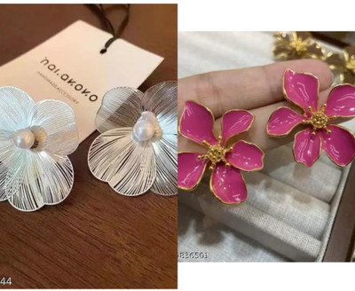 RISHASTYLE Pink and silver colour earrings for girls and women combo of Two Zircon Alloy Stud Earring