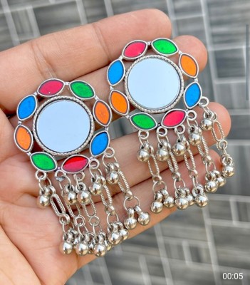 DF DEB FASHION fashionable mirror topas earring Beads Alloy Jhumki Earring, Drops & Danglers, Stud Earring