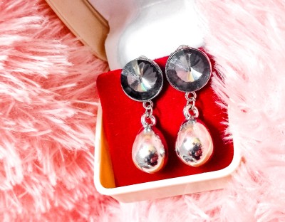 PV Mart Stone earrings silver plating Diamond Metal Earring Set