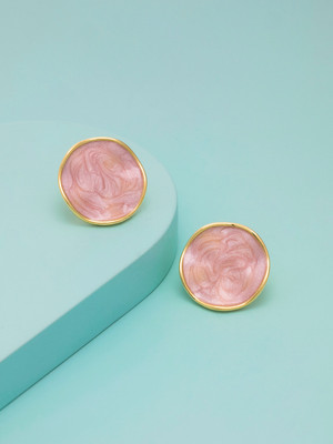 Kushal's Fashion Jewellery Pink Gold-Plated Party Zircon Trendy Studs Zircon Copper Stud Earring
