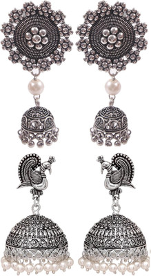 Haniya Oxidized Silver plated handmade Jhumka Jhumki Earrings Brass, German Silver Jhumki Earring