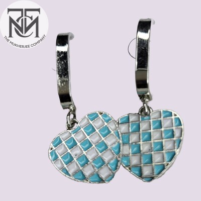 TMC TMC Heart Shaped Blue Coloured Silver Platted Earring For Women & Girls Aluminum, Alloy Drops & Danglers