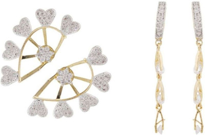 Styylo Jewels Set of 2 Pair American Diamond Studded Earcuf and Latkan Baali Cubic Zirconia Alloy Cuff Earring