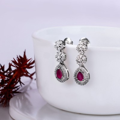 GIVA Sterling Silver Cherry Prunus Earrings for Womens and Girls Zircon Sterling Silver Drops & Danglers