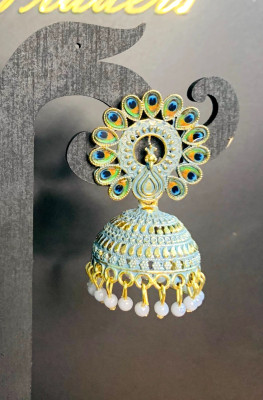 Hengarr Traders earwo-je-green5@-6 Pearl Brass Earring Set