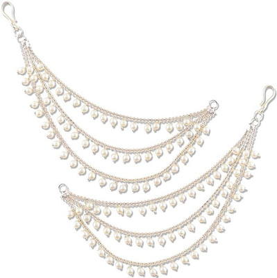 Ricious Fancy Earring bahubali Earring Supporter Earchain Kaan Chain Earring chain Beads Brass Ear Thread