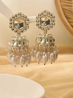 DANGAR ENTERPRISE Gold Plated Pearls Long Kundan Earrings Alloy Chandbali Earring