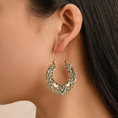 goho Elegant Heart Pattern Golden Color Earrings Alloy Earring Set