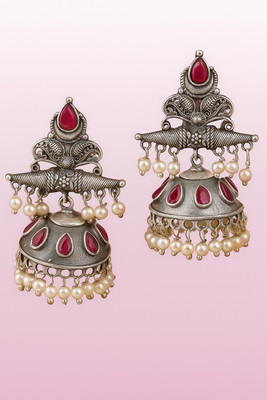 DANGAR ENTERPRISE Premium German Silver Plated Oxidised Jhumka Metal Jhumki Earring Metal Jhumki Earring