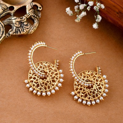 Voylla Nazakat Naaz Statement Hoop Brass Earring Set