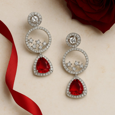 Chothy Stylish Silver Plated Jhumki Earrings for Women Party Wear Danglers Blue Sapphire Brass Clip-on Earring