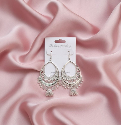 AJKER ANONNA Elegant Silver Plated Oxidized Jhumka Earrings for Women & Girls Metal Jhumki Earring