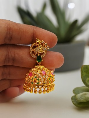 Royal Covering Party Wear 1 Gram Gold Plated Big Jhumki Earring (Height-4cm) for Women & Girls, Copper, Brass Jhumki Earring, Earring Set, Drops & Danglers