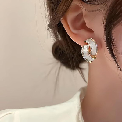 LBTK Small Luxury Ear Studs for Women & Girls, Cubic Zirconia Alloy Stud Earring, Earring Set