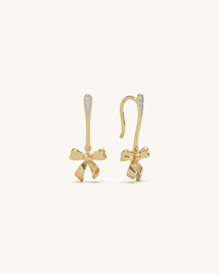 SHAYN Dangling Bow Earrings Sterling Silver Stud Earring
