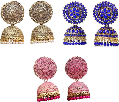 JMBW INTERNATIONAL Stylish Fancy Traditional Combo Set Of 3 Alloy Jhumki Earring
