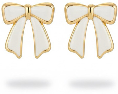 UMAKRITI etite Porcelain Bow Studs Earrings Metal Stud Earring