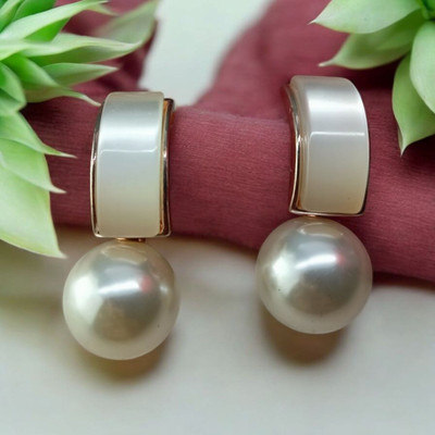 Kishoriyam Elegant White Formal Earrings for Women Stainless Steel Plug Earring, Stud Earring, Drops & Danglers