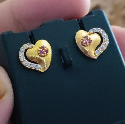 Rohit Fashion Ethnic Casual Stud Earrings For Girl's And Women's Wear Diamond Brass Stud Earring