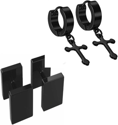 Shashank Soul 2 Pair Combo Stainless Steel Earrings for Men and Boys FLIComSTEa-32 Stainless Steel Stud Earring