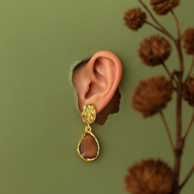 zarevia ZAREVIA Bow Pearl Drop Earrings for Women & Girls Brown Stainless Steel Drops & Danglers