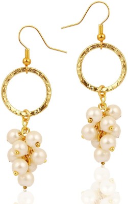 Pearlz Ocean Pearlz Ocean White Round-Shaped Shell Pearl Earrings for Girls and Women Pearl Shell Drops & Danglers