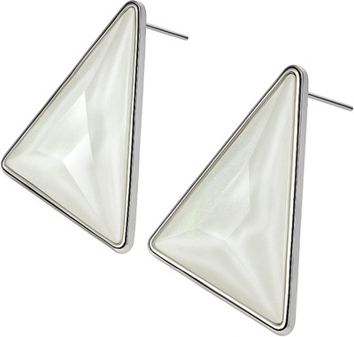FOGGMART Glitter Shine Long Drop Earrings, Girls & Women, Triangle Shape, Shining Stones, Stainless Steel, Metal, Stone Earring Set, Stud Earring