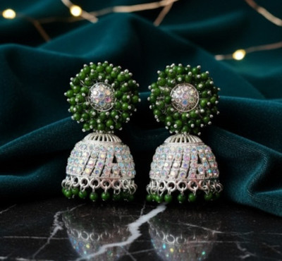 pas Unique Blue Beaded Stone Jhumka Earrings for girls & women for party wear Beads, Crystal Alloy Stud Earring, Rhinestone Studs, Plug Earring, Earring Set, Drops & Danglers