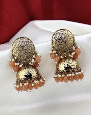 Orbis Long and Big Earrings Jhumka-Brown Beads Alloy Jhumki Earring