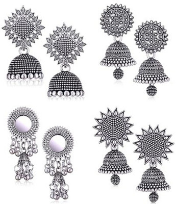 A A Collection Stylish Oxidised Silver Earrings Set | Perfect for Women & Girls Alloy Jhumki Earring