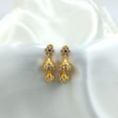 PRS GOLD COVERING step jimiki kamal impon earrings Copper Jhumki Earring