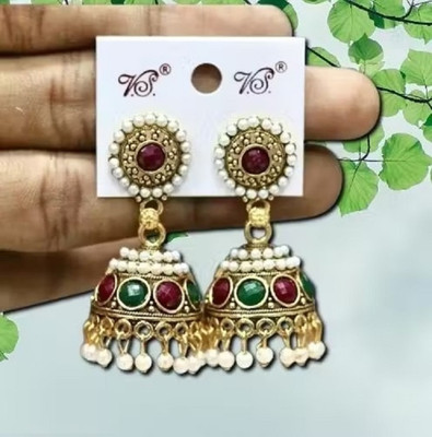 HariShree Tinara Gold Plated Ethnic Jhumka Earrings with Stones Women & Girls Alloy Jhumki Earring