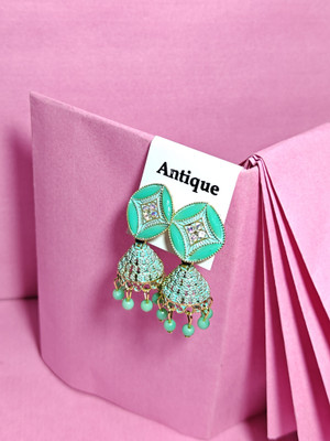 GM Enterprises GMER Antique Jhumka Pearl Brass Jhumki Earring