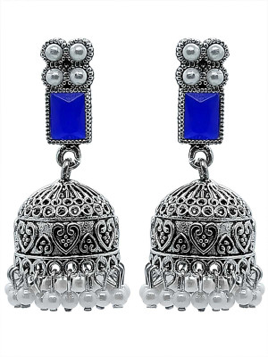 Fashion Fusion Silver Plated Pearl Jhumka/Jhumki Earrings For Girls & Women Pearl Alloy Jhumki Earring