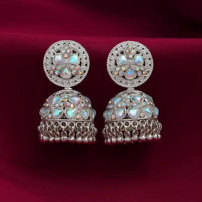 Shifa Enterprises Jhumki Earrings Silver Fancy Cubic Zirconia Alloy Jhumki Earring