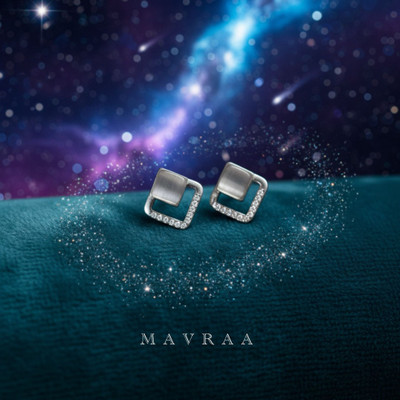 MAVRAA Mavraa Silver Square Stud Earrings for Women & Girls Alloy Stud Earring