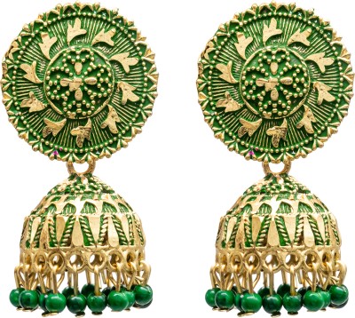 Shining Jewel Traditional Indian Antique Gold Plated Pearl Clusterd CZ,Crystal Stud Earring Brass Jhumki Earring