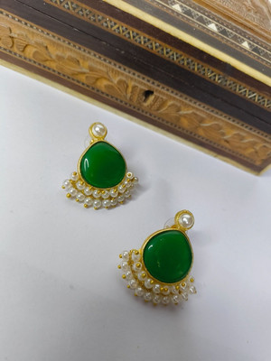 MK Gallery Monalisa red & Gold Drop Earrings Brass Earring Set