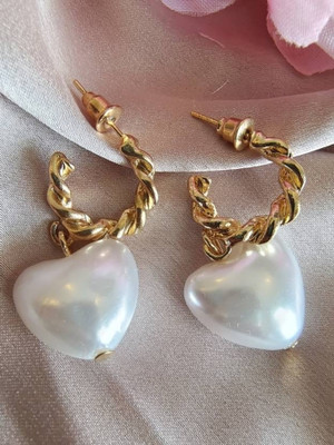 MAHADEV CREATION White heart hanging earring Crystal Alloy Stud Earring