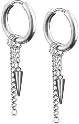 house of common Long Chain Tassel Urban HuggieHoop Stainless steel Dangle Earrings KJNT180 Stainless Steel Cuff Earring