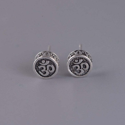house of common Stylish Silver Plated Om Studs Alloy Stud Earring